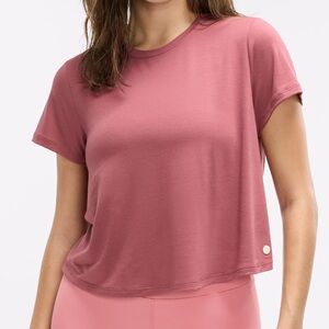NWT Peloton Drapey Interlock Splice Back Tee Red Rouge